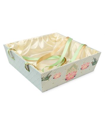 Green MDF Gift Hamper Tray with Satin Handle
