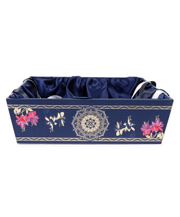 Blue MDF Gift Hamper Tray with Satin Handle