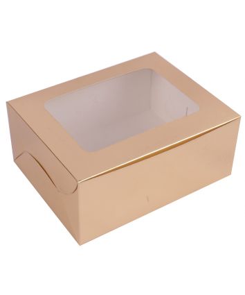 CUPCAKE BOX FOR 6 - GOLDEN - PACK OF 10